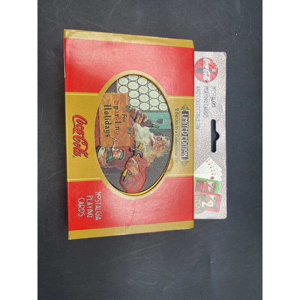 Coca-Cola Nostalgia Playing Cards 2 Decks Limited Edition Tin 1998 New